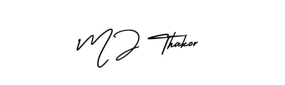 The best way (AmerikaSignatureDemo-Regular) to make a short signature is to pick only two or three words in your name. The name M J Thakor include a total of six letters. For converting this name. M J Thakor signature style 3 images and pictures png