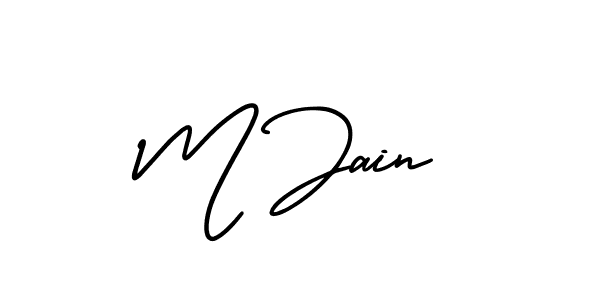 The best way (AmerikaSignatureDemo-Regular) to make a short signature is to pick only two or three words in your name. The name M Jain include a total of six letters. For converting this name. M Jain signature style 3 images and pictures png