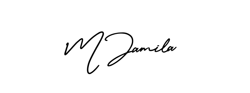 The best way (AmerikaSignatureDemo-Regular) to make a short signature is to pick only two or three words in your name. The name M Jamila include a total of six letters. For converting this name. M Jamila signature style 3 images and pictures png