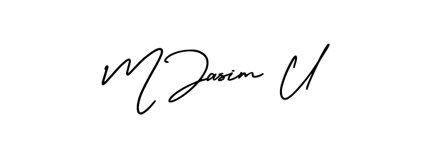 Use a signature maker to create a handwritten signature online. With this signature software, you can design (AmerikaSignatureDemo-Regular) your own signature for name M Jasim U. M Jasim U signature style 3 images and pictures png