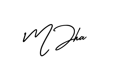 How to make M Jha name signature. Use AmerikaSignatureDemo-Regular style for creating short signs online. This is the latest handwritten sign. M Jha signature style 3 images and pictures png