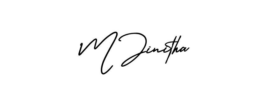 Use a signature maker to create a handwritten signature online. With this signature software, you can design (AmerikaSignatureDemo-Regular) your own signature for name M Jinitha. M Jinitha signature style 3 images and pictures png