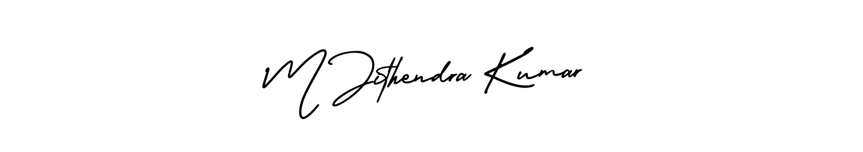 This is the best signature style for the M Jithendra Kumar name. Also you like these signature font (AmerikaSignatureDemo-Regular). Mix name signature. M Jithendra Kumar signature style 3 images and pictures png