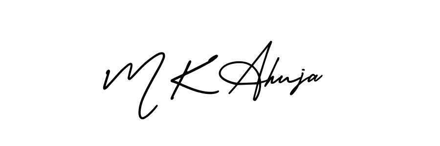 You should practise on your own different ways (AmerikaSignatureDemo-Regular) to write your name (M K Ahuja) in signature. don't let someone else do it for you. M K Ahuja signature style 3 images and pictures png