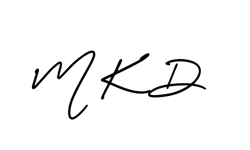 How to make M K D name signature. Use AmerikaSignatureDemo-Regular style for creating short signs online. This is the latest handwritten sign. M K D signature style 3 images and pictures png