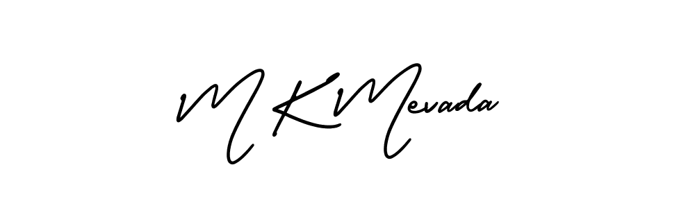 You should practise on your own different ways (AmerikaSignatureDemo-Regular) to write your name (M K Mevada) in signature. don't let someone else do it for you. M K Mevada signature style 3 images and pictures png