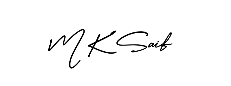 How to make M K Saif name signature. Use AmerikaSignatureDemo-Regular style for creating short signs online. This is the latest handwritten sign. M K Saif signature style 3 images and pictures png