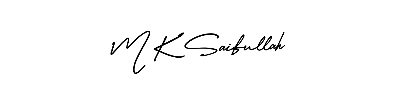 You should practise on your own different ways (AmerikaSignatureDemo-Regular) to write your name (M K Saifullah) in signature. don't let someone else do it for you. M K Saifullah signature style 3 images and pictures png