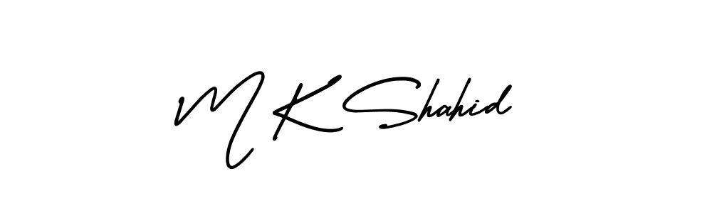 Also You can easily find your signature by using the search form. We will create M K Shahid name handwritten signature images for you free of cost using AmerikaSignatureDemo-Regular sign style. M K Shahid signature style 3 images and pictures png