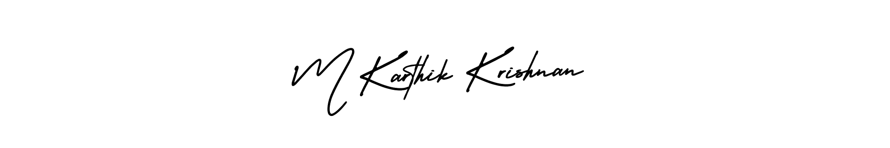 The best way (AmerikaSignatureDemo-Regular) to make a short signature is to pick only two or three words in your name. The name M Karthik Krishnan include a total of six letters. For converting this name. M Karthik Krishnan signature style 3 images and pictures png