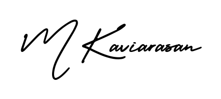 A modern signature idea for name M Kaviarasan using AmerikaSignatureDemo-Regular font. Clean strokes and elegant curves make it stand out instantly. M Kaviarasan signature style 3 images and pictures png