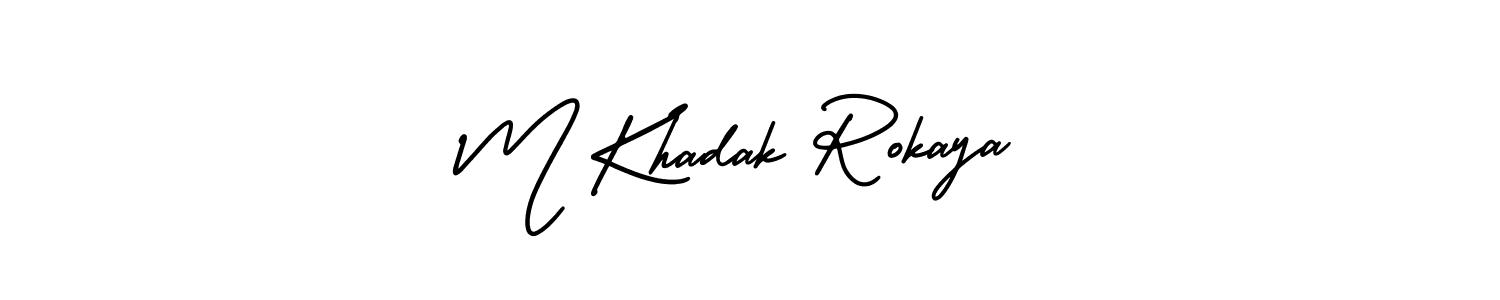 Also You can easily find your signature by using the search form. We will create M Khadak Rokaya name handwritten signature images for you free of cost using AmerikaSignatureDemo-Regular sign style. M Khadak Rokaya signature style 3 images and pictures png