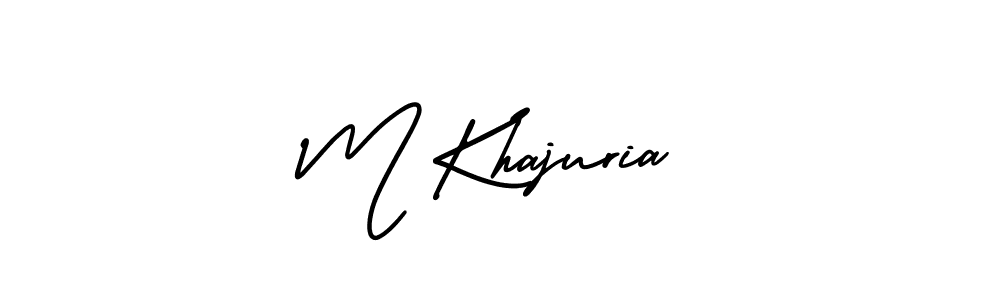 You should practise on your own different ways (AmerikaSignatureDemo-Regular) to write your name (M Khajuria) in signature. don't let someone else do it for you. M Khajuria signature style 3 images and pictures png