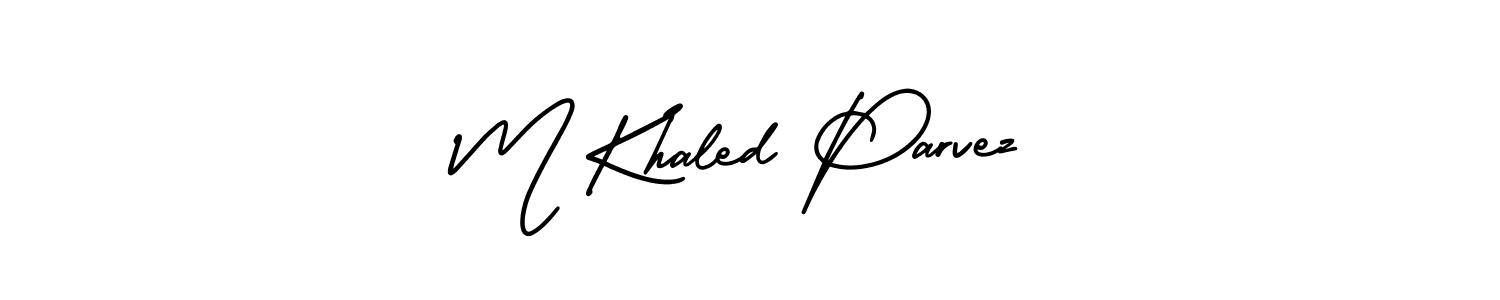 The best way (AmerikaSignatureDemo-Regular) to make a short signature is to pick only two or three words in your name. The name M Khaled Parvez include a total of six letters. For converting this name. M Khaled Parvez signature style 3 images and pictures png