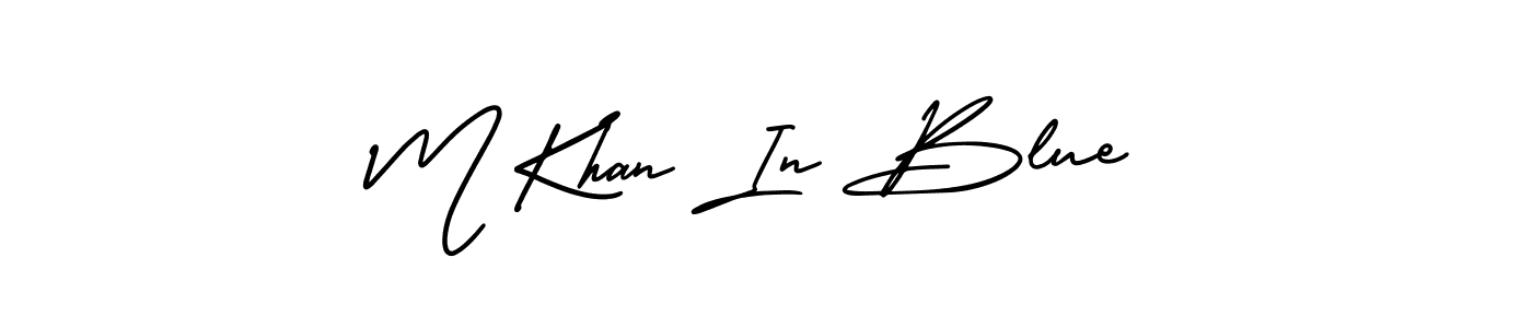 It looks lik you need a new signature style for name M Khan In Blue. Design unique handwritten (AmerikaSignatureDemo-Regular) signature with our free signature maker in just a few clicks. M Khan In Blue signature style 3 images and pictures png