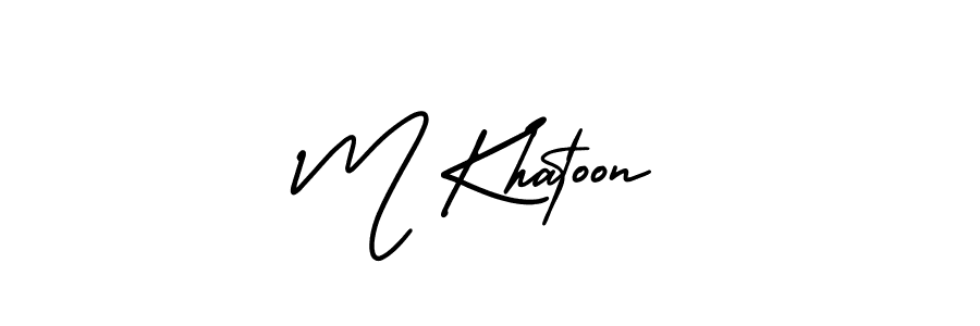 This is the best signature style for the M Khatoon name. Also you like these signature font (AmerikaSignatureDemo-Regular). Mix name signature. M Khatoon signature style 3 images and pictures png