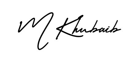 Quickly download M Khubaib name signature in high-resolution PNG using AmerikaSignatureDemo-Regular style. Ready to insert into PDFs and online applications. M Khubaib signature style 3 images and pictures png