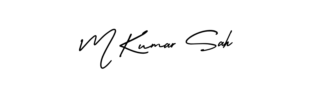 Use a signature maker to create a handwritten signature online. With this signature software, you can design (AmerikaSignatureDemo-Regular) your own signature for name M Kumar Sah. M Kumar Sah signature style 3 images and pictures png