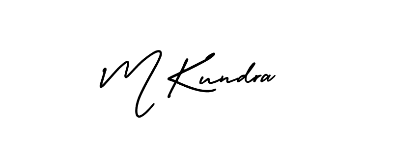 The best way (AmerikaSignatureDemo-Regular) to make a short signature is to pick only two or three words in your name. The name M Kundra include a total of six letters. For converting this name. M Kundra signature style 3 images and pictures png