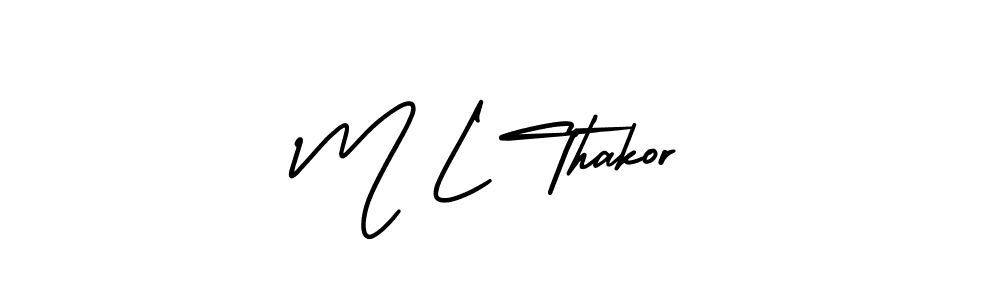 Create a beautiful signature design for name M L Thakor. With this signature (AmerikaSignatureDemo-Regular) fonts, you can make a handwritten signature for free. M L Thakor signature style 3 images and pictures png