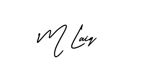 The best way (AmerikaSignatureDemo-Regular) to make a short signature is to pick only two or three words in your name. The name M Laiq include a total of six letters. For converting this name. M Laiq signature style 3 images and pictures png