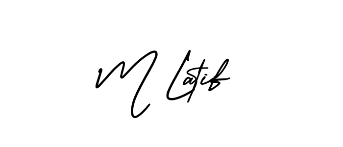 The best way (AmerikaSignatureDemo-Regular) to make a short signature is to pick only two or three words in your name. The name M Latif include a total of six letters. For converting this name. M Latif signature style 3 images and pictures png