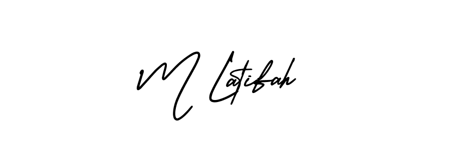 M Latifah stylish signature style. Best Handwritten Sign (AmerikaSignatureDemo-Regular) for my name. Handwritten Signature Collection Ideas for my name M Latifah. M Latifah signature style 3 images and pictures png