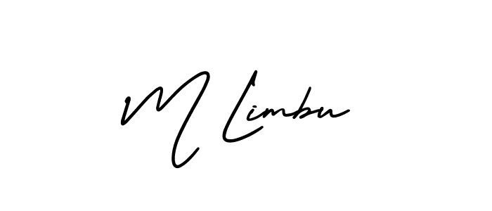 The best way (AmerikaSignatureDemo-Regular) to make a short signature is to pick only two or three words in your name. The name M Limbu include a total of six letters. For converting this name. M Limbu signature style 3 images and pictures png