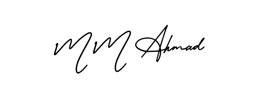 How to make M M Ahmad name signature. Use AmerikaSignatureDemo-Regular style for creating short signs online. This is the latest handwritten sign. M M Ahmad signature style 3 images and pictures png