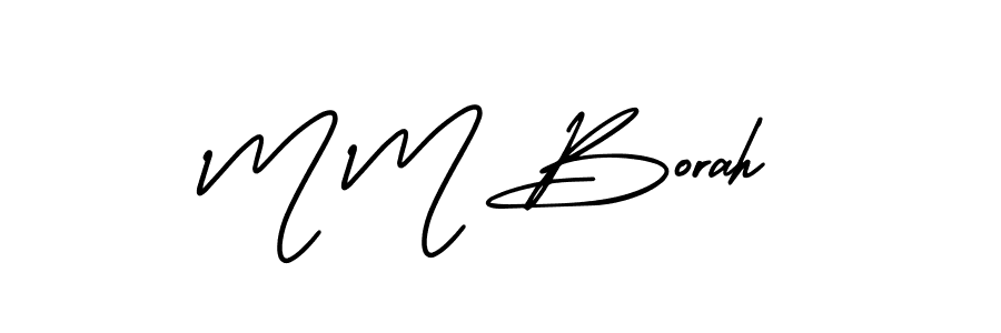 How to make M M Borah name signature. Use AmerikaSignatureDemo-Regular style for creating short signs online. This is the latest handwritten sign. M M Borah signature style 3 images and pictures png