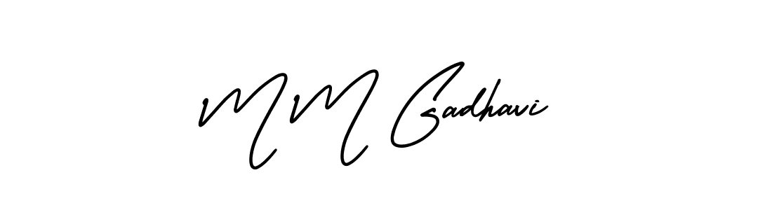 Design your own signature with our free online signature maker. With this signature software, you can create a handwritten (AmerikaSignatureDemo-Regular) signature for name M M Gadhavi. M M Gadhavi signature style 3 images and pictures png