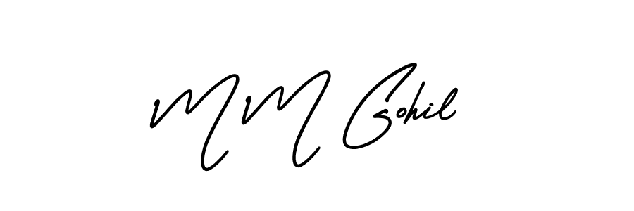 Design your own signature with our free online signature maker. With this signature software, you can create a handwritten (AmerikaSignatureDemo-Regular) signature for name M M Gohil. M M Gohil signature style 3 images and pictures png