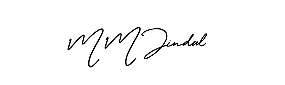 You should practise on your own different ways (AmerikaSignatureDemo-Regular) to write your name (M M Jindal) in signature. don't let someone else do it for you. M M Jindal signature style 3 images and pictures png