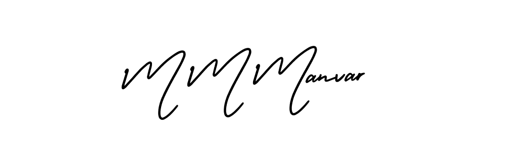 The best way (AmerikaSignatureDemo-Regular) to make a short signature is to pick only two or three words in your name. The name M M Manvar include a total of six letters. For converting this name. M M Manvar signature style 3 images and pictures png