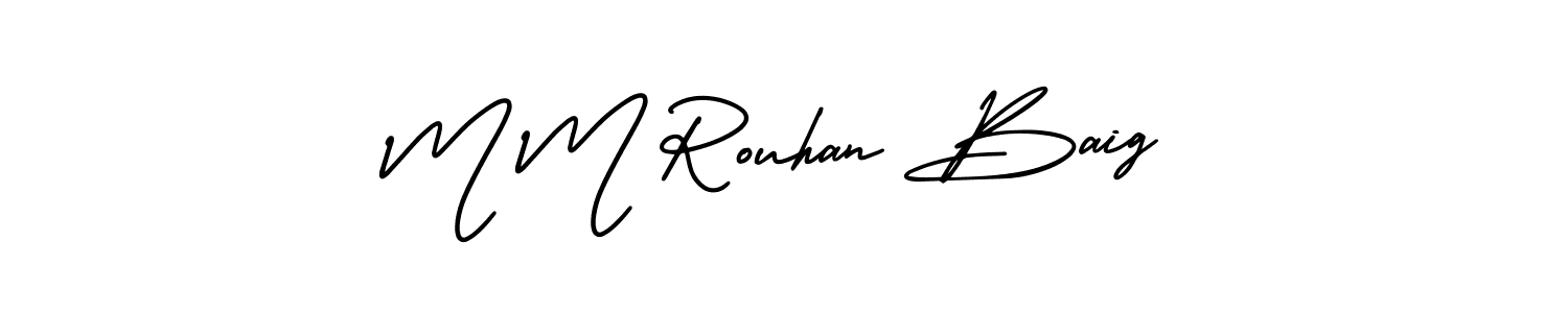 AmerikaSignatureDemo-Regular is a professional signature style that is perfect for those who want to add a touch of class to their signature. It is also a great choice for those who want to make their signature more unique. Get M M Rouhan Baig name to fancy signature for free. M M Rouhan Baig signature style 3 images and pictures png