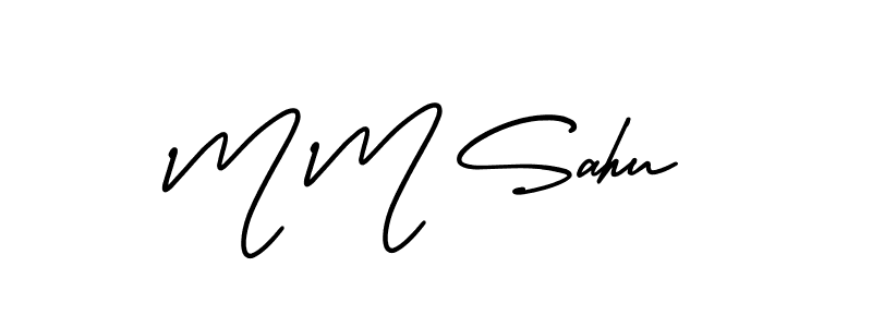 How to make M M Sahu name signature. Use AmerikaSignatureDemo-Regular style for creating short signs online. This is the latest handwritten sign. M M Sahu signature style 3 images and pictures png