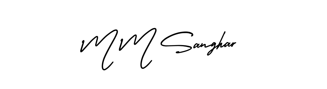if you are searching for the best signature style for your name M M Sanghar. so please give up your signature search. here we have designed multiple signature styles  using AmerikaSignatureDemo-Regular. M M Sanghar signature style 3 images and pictures png