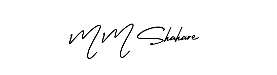 How to make M M Shahare name signature. Use AmerikaSignatureDemo-Regular style for creating short signs online. This is the latest handwritten sign. M M Shahare signature style 3 images and pictures png