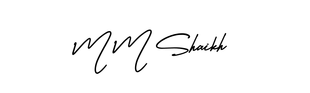 You should practise on your own different ways (AmerikaSignatureDemo-Regular) to write your name (M M Shaikh) in signature. don't let someone else do it for you. M M Shaikh signature style 3 images and pictures png