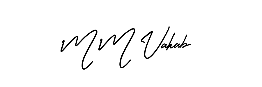 How to make M M Vahab name signature. Use AmerikaSignatureDemo-Regular style for creating short signs online. This is the latest handwritten sign. M M Vahab signature style 3 images and pictures png