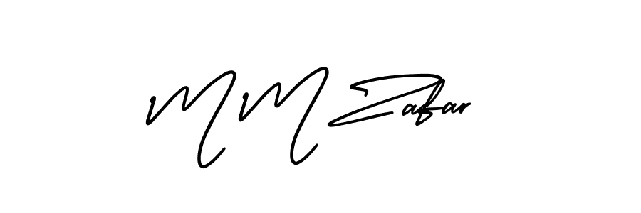 How to make M M Zafar name signature. Use AmerikaSignatureDemo-Regular style for creating short signs online. This is the latest handwritten sign. M M Zafar signature style 3 images and pictures png