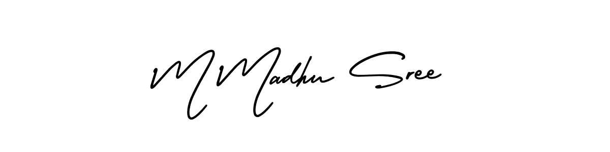 Make a short M Madhu Sree signature style. Manage your documents anywhere anytime using AmerikaSignatureDemo-Regular. Create and add eSignatures, submit forms, share and send files easily. M Madhu Sree signature style 3 images and pictures png