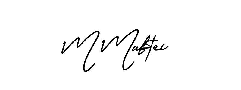 Design your own signature with our free online signature maker. With this signature software, you can create a handwritten (AmerikaSignatureDemo-Regular) signature for name M Maftei. M Maftei signature style 3 images and pictures png