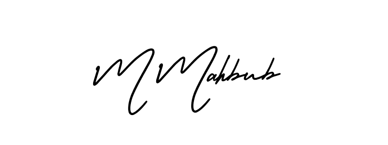 AmerikaSignatureDemo-Regular is a professional signature style that is perfect for those who want to add a touch of class to their signature. It is also a great choice for those who want to make their signature more unique. Get M Mahbub name to fancy signature for free. M Mahbub signature style 3 images and pictures png
