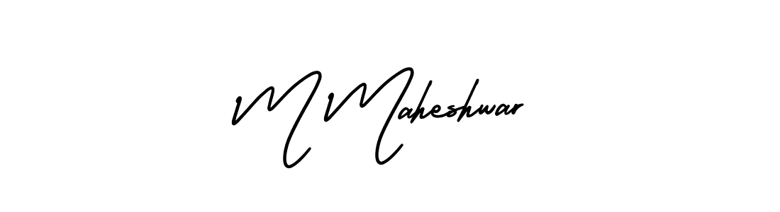 How to make M Maheshwar name signature. Use AmerikaSignatureDemo-Regular style for creating short signs online. This is the latest handwritten sign. M Maheshwar signature style 3 images and pictures png