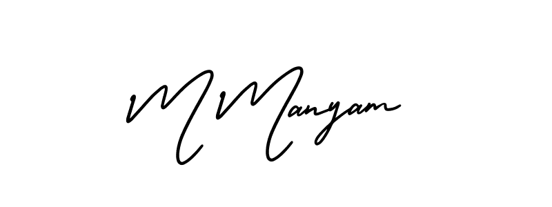 AmerikaSignatureDemo-Regular is a professional signature style that is perfect for those who want to add a touch of class to their signature. It is also a great choice for those who want to make their signature more unique. Get M Manyam name to fancy signature for free. M Manyam signature style 3 images and pictures png