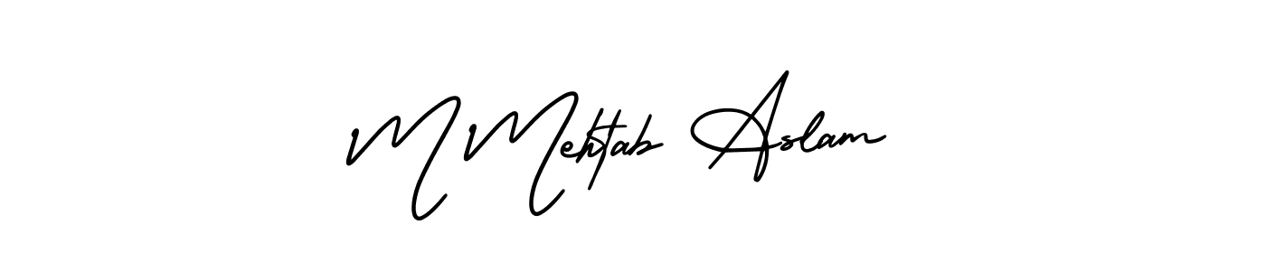 M Mehtab Aslam stylish signature style. Best Handwritten Sign (AmerikaSignatureDemo-Regular) for my name. Handwritten Signature Collection Ideas for my name M Mehtab Aslam. M Mehtab Aslam signature style 3 images and pictures png