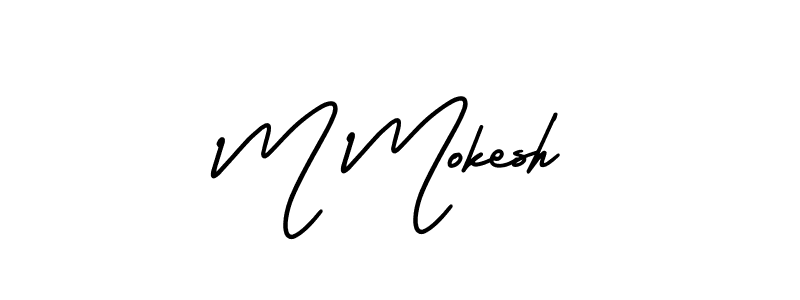Similarly AmerikaSignatureDemo-Regular is the best handwritten signature design. Signature creator online .You can use it as an online autograph creator for name M Mokesh. M Mokesh signature style 3 images and pictures png