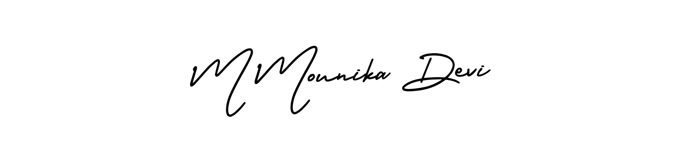 How to make M Mounika Devi signature? AmerikaSignatureDemo-Regular is a professional autograph style. Create handwritten signature for M Mounika Devi name. M Mounika Devi signature style 3 images and pictures png