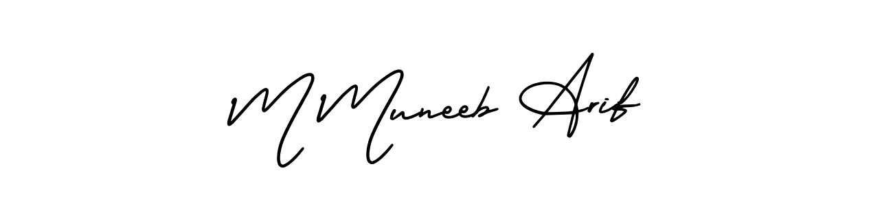 Make a beautiful signature design for name M Muneeb Arif. With this signature (AmerikaSignatureDemo-Regular) style, you can create a handwritten signature for free. M Muneeb Arif signature style 3 images and pictures png